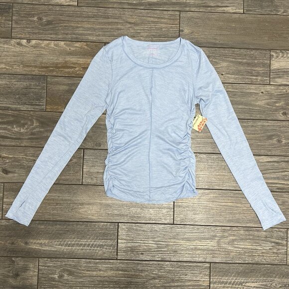 NWT Free People x HATCH Maternity Top Medium Right On Run Layer Blue Bell Shirt - Picture 7 of 13